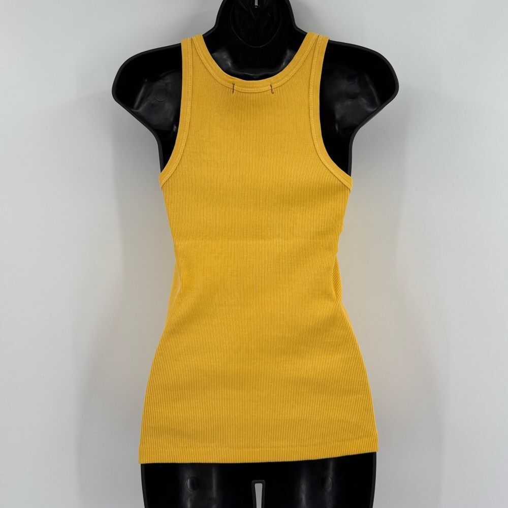 AMO Long Ribbed Tank Top in Yellow | Size Medium - Picture 3 of 6